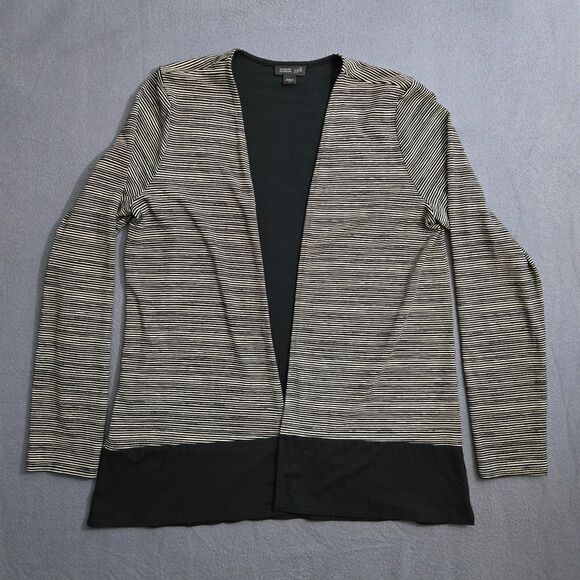 J.Jill Wearever Women XS Black White Striped Open Front Cardigan Stretch - Picture 1 of 11